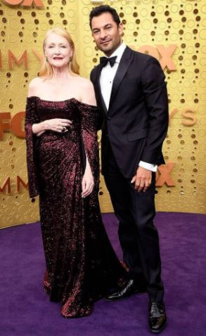 Jacquelyn Rutgers Clarkson sister Patricia Clarkson and actor Drawin Shaw from 2019 Emmy's Red Carpet.